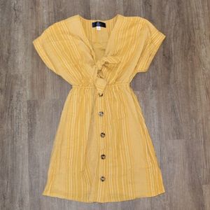 SOLD - Yellow & White Linen Dress